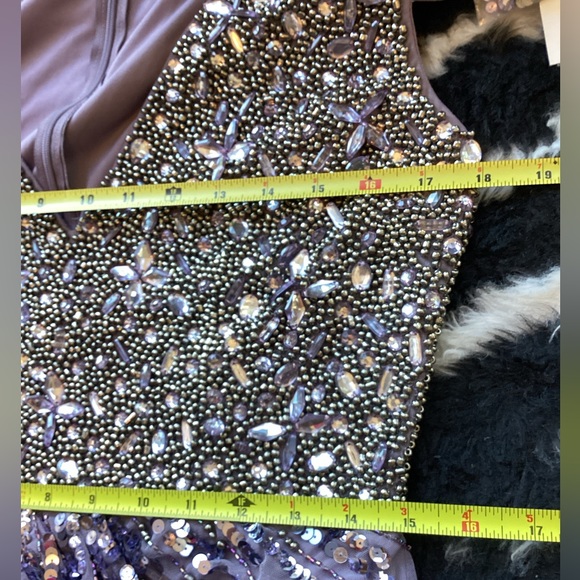 NWT Mac Duggal V Neck Cap Sleeve Hand Beaded Gown in Lavender B28 - Picture 13 of 17